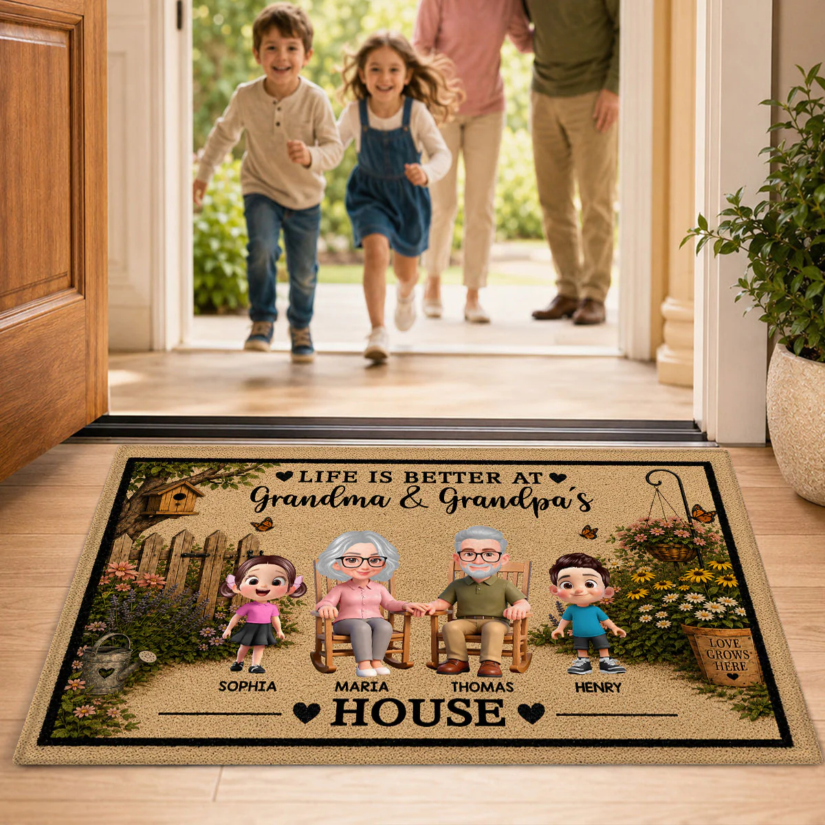Life Is Better At Grandpa Grandma House - Personalized Doormat - Gift For Grandparents, Spring Summer Decoration - Image 3