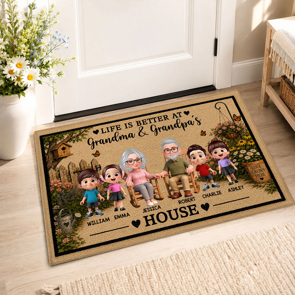 Life Is Better At Grandpa Grandma House - Personalized Doormat - Gift For Grandparents, Spring Summer Decoration - Image 4