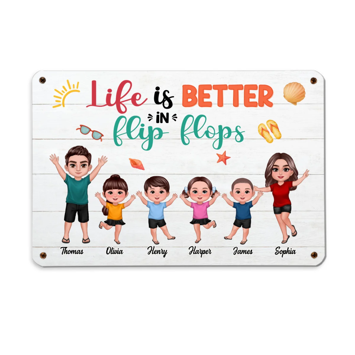 Life Is Better In Flip Flops Family Personalized Metal Sign, Summer Decoration - Image 6