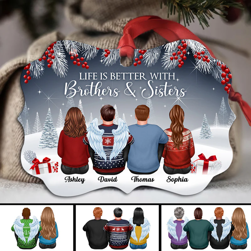 Life Is Better With Brothers Sisters Berry Tree Personalized Christmas Ornament - Image 2
