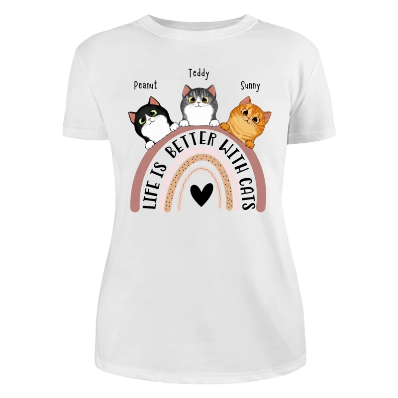 Life Is Better With Cats Boho Rainbow Personalized Shirt - Image 9