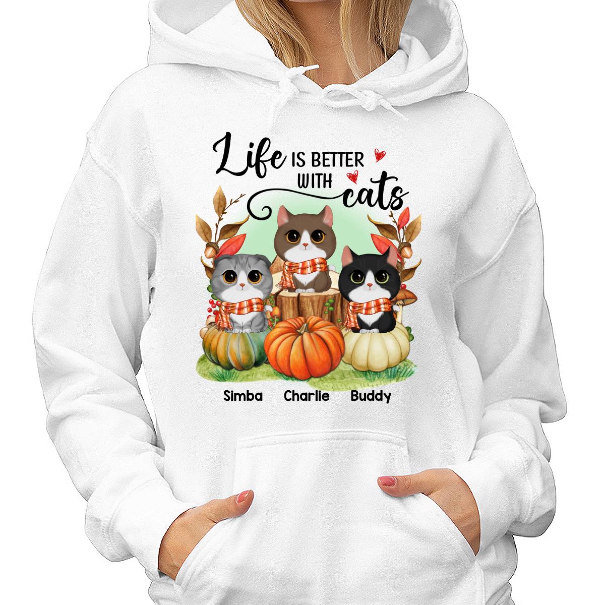 Life Is Better With Cats Fall Season Autumn Personalized Shirt - Image 4