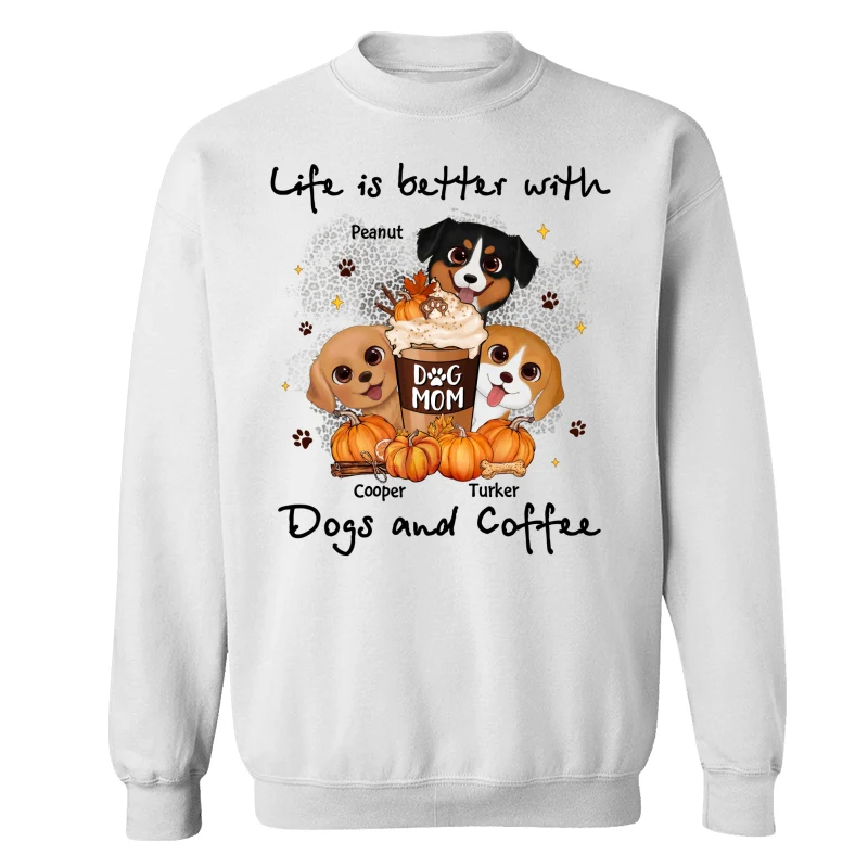 Life Is Better With Dogs And Coffee Fall Season Personalized Shirt - Image 17