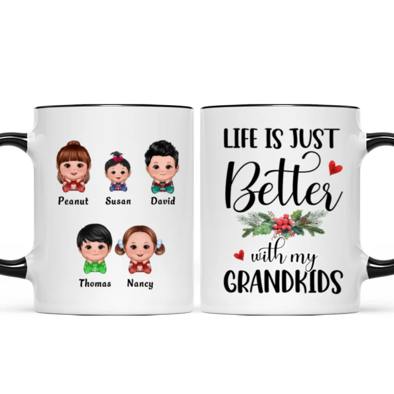Life Is Better With Grandkids Chin On Hands Christmas Personalized Mug - Image 2