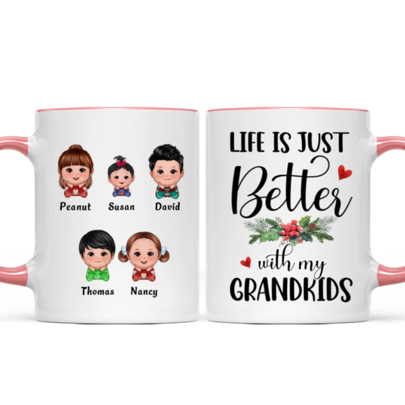 Life Is Better With Grandkids Chin On Hands Christmas Personalized Mug - Image 6