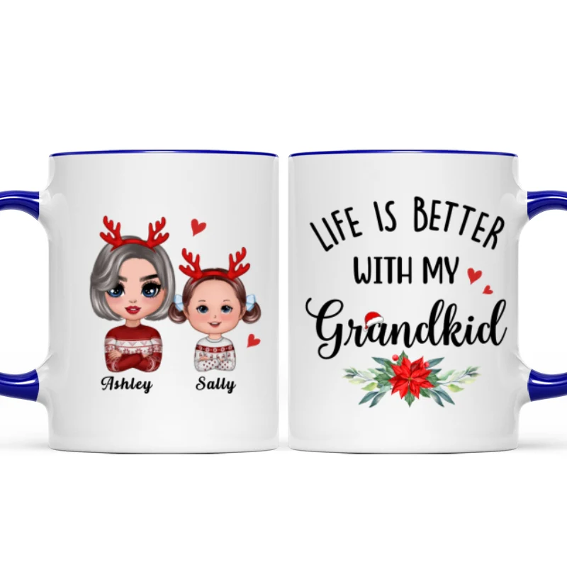 Life Is Better With Grandkids Christmas Gift For Grandma Personalized Mug - Image 3
