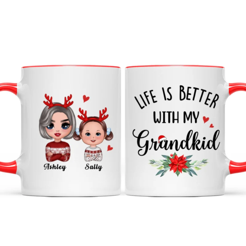 Life Is Better With Grandkids Christmas Gift For Grandma Personalized Mug - Image 4