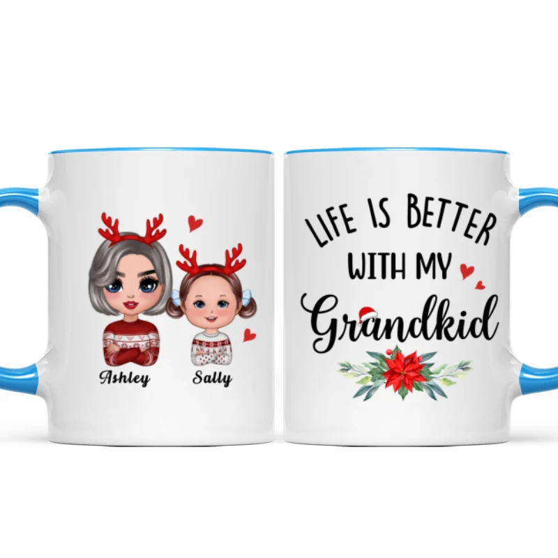 Life Is Better With Grandkids Christmas Gift For Grandma Personalized Mug - Image 5
