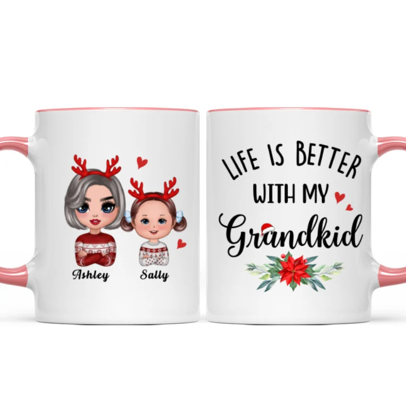 Life Is Better With Grandkids Christmas Gift For Grandma Personalized Mug - Image 6