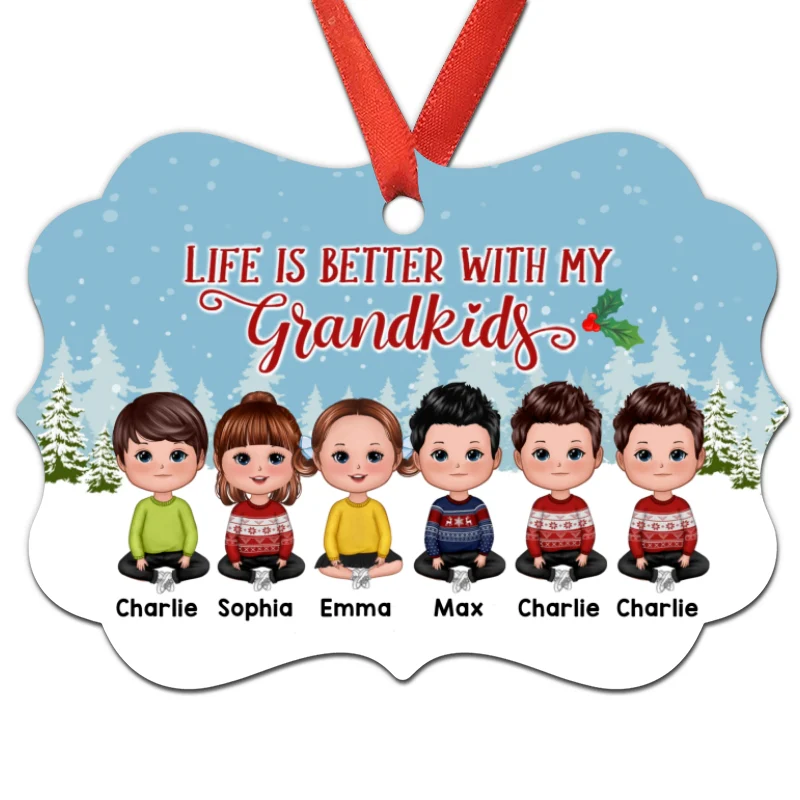 Life Is Better With Grandkids Gift For Grandma Grandpa Personalized Christmas Ornament