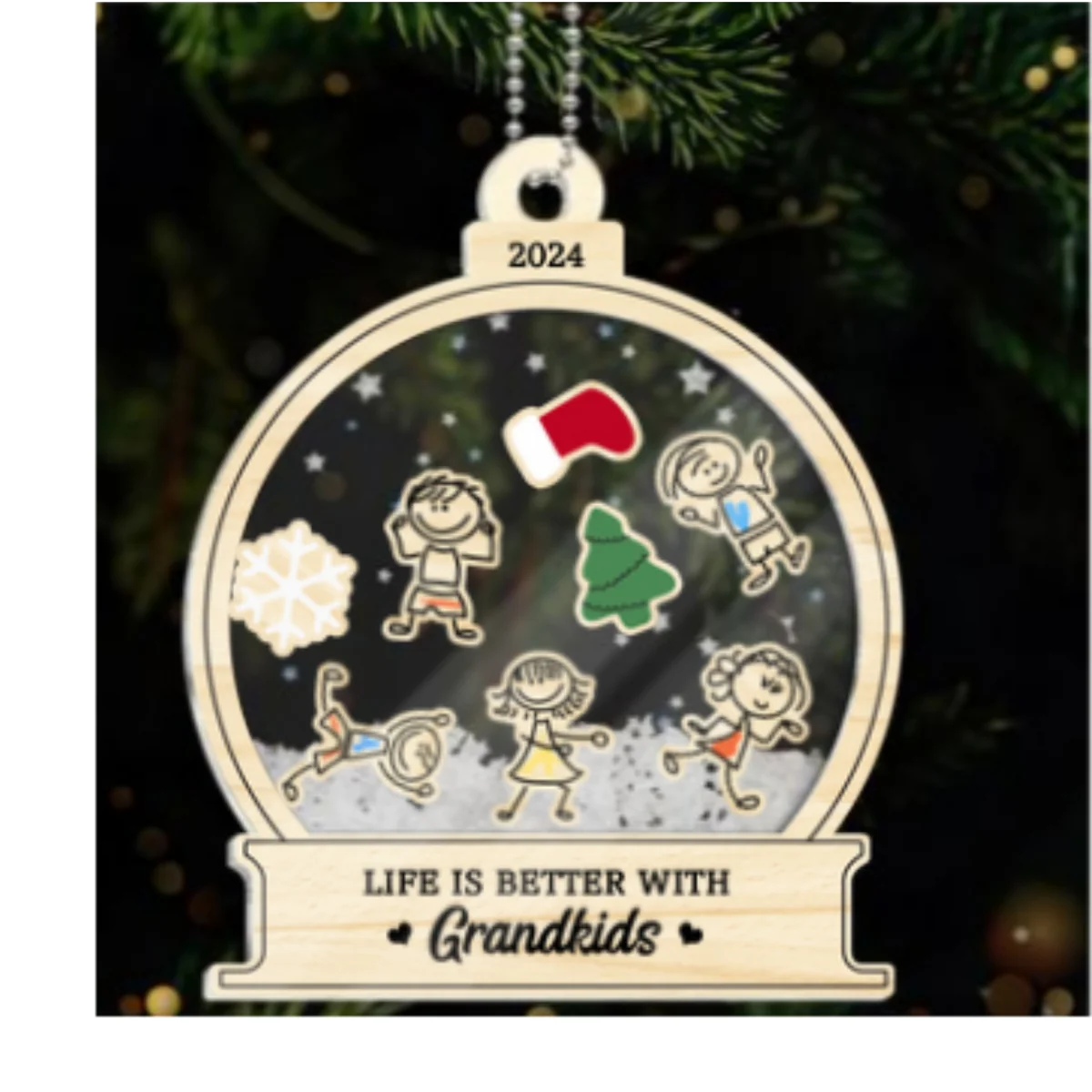 Life Is Better With Grandkids Grandma Personalized 4D Shaker Ornament, Christmas Gift For Granddaugter, Grandson, Grandma - Image 10