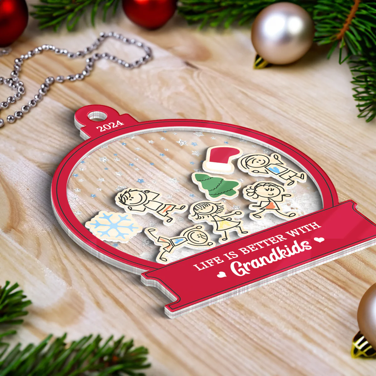 Life Is Better With Grandkids Grandma Personalized 4D Shaker Ornament, Christmas Gift For Granddaugter, Grandson, Grandma - Image 3