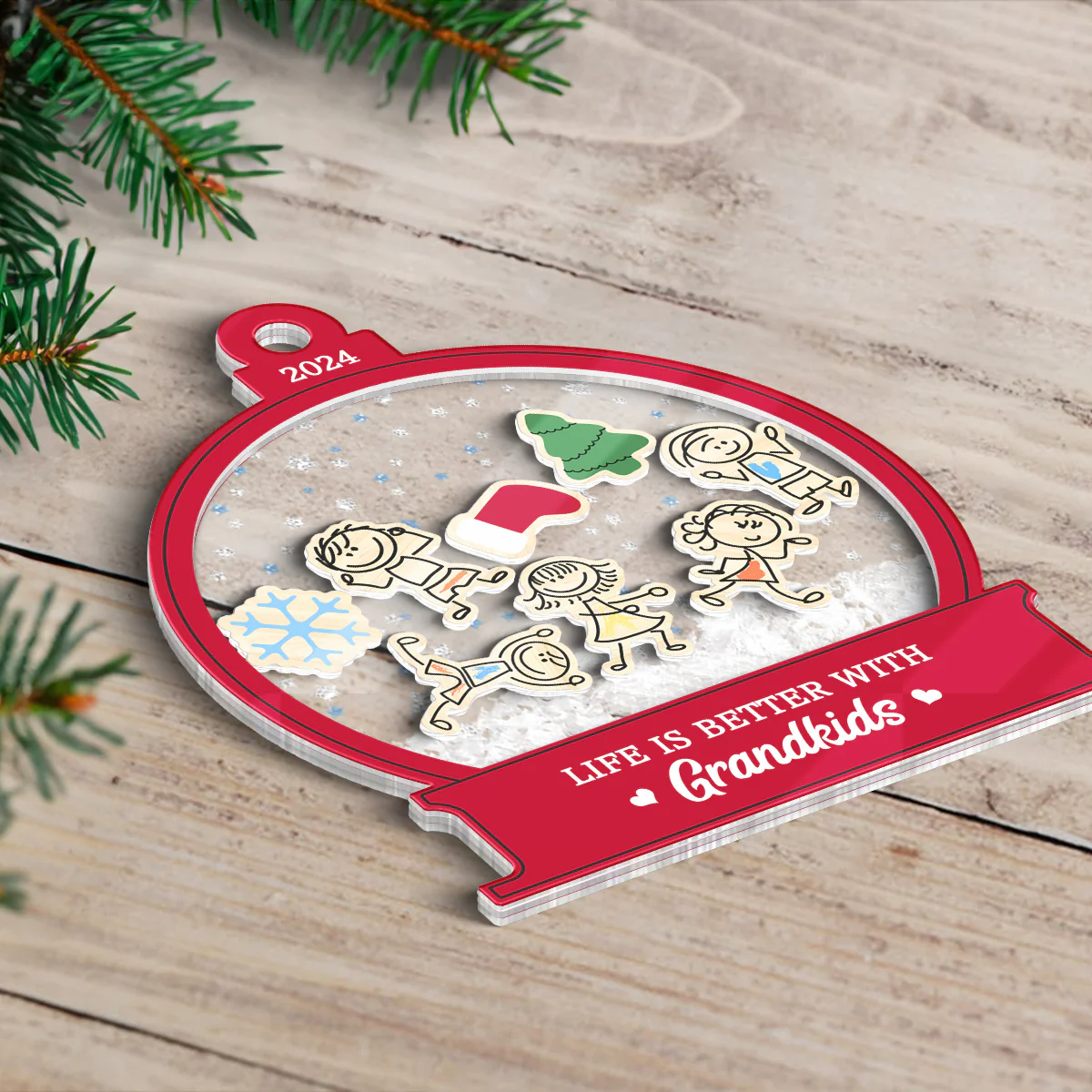 Life Is Better With Grandkids Grandma Personalized 4D Shaker Ornament, Christmas Gift For Granddaugter, Grandson, Grandma - Image 8