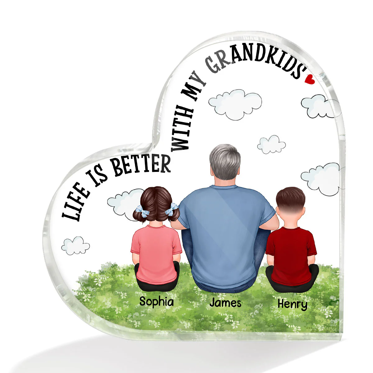 Life Is Better With Grandkids Personalized Acrylic Heart Plaque - Image 2