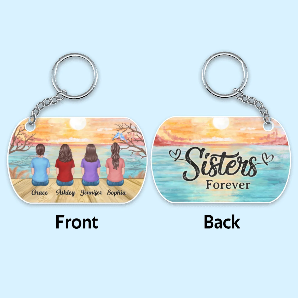 Life Is Better With Sisters Brothers Siblings Besties Personalized Acrylic Keychain - Image 4
