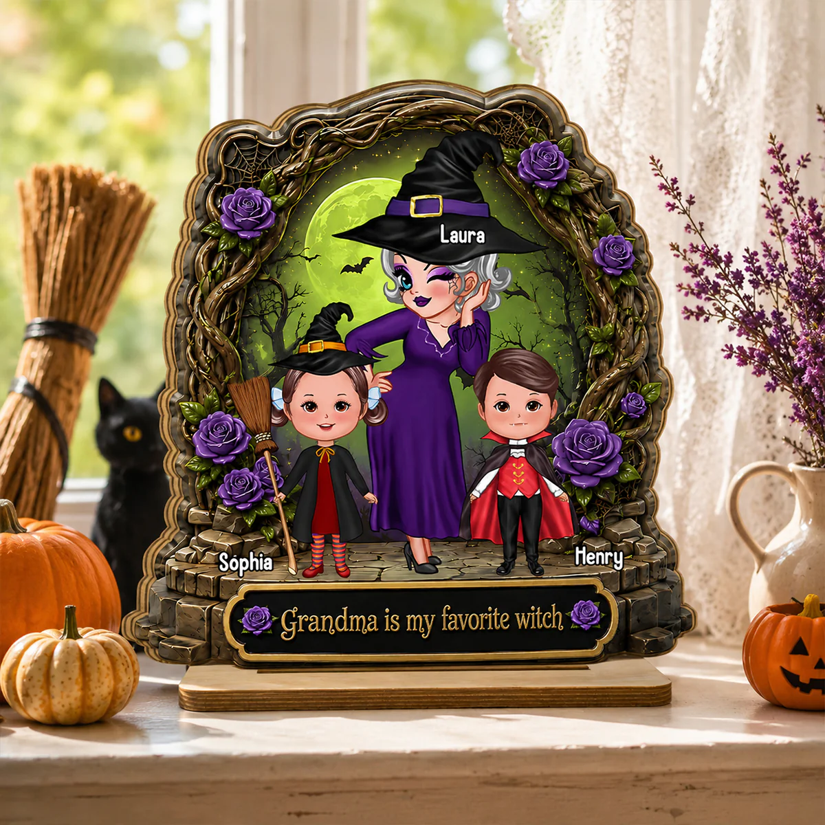 Like A Normal Grandma But More Magical - Personalized 2-Layered Wooden Plaque - Halloween Decor Gift, Gift For Grandma