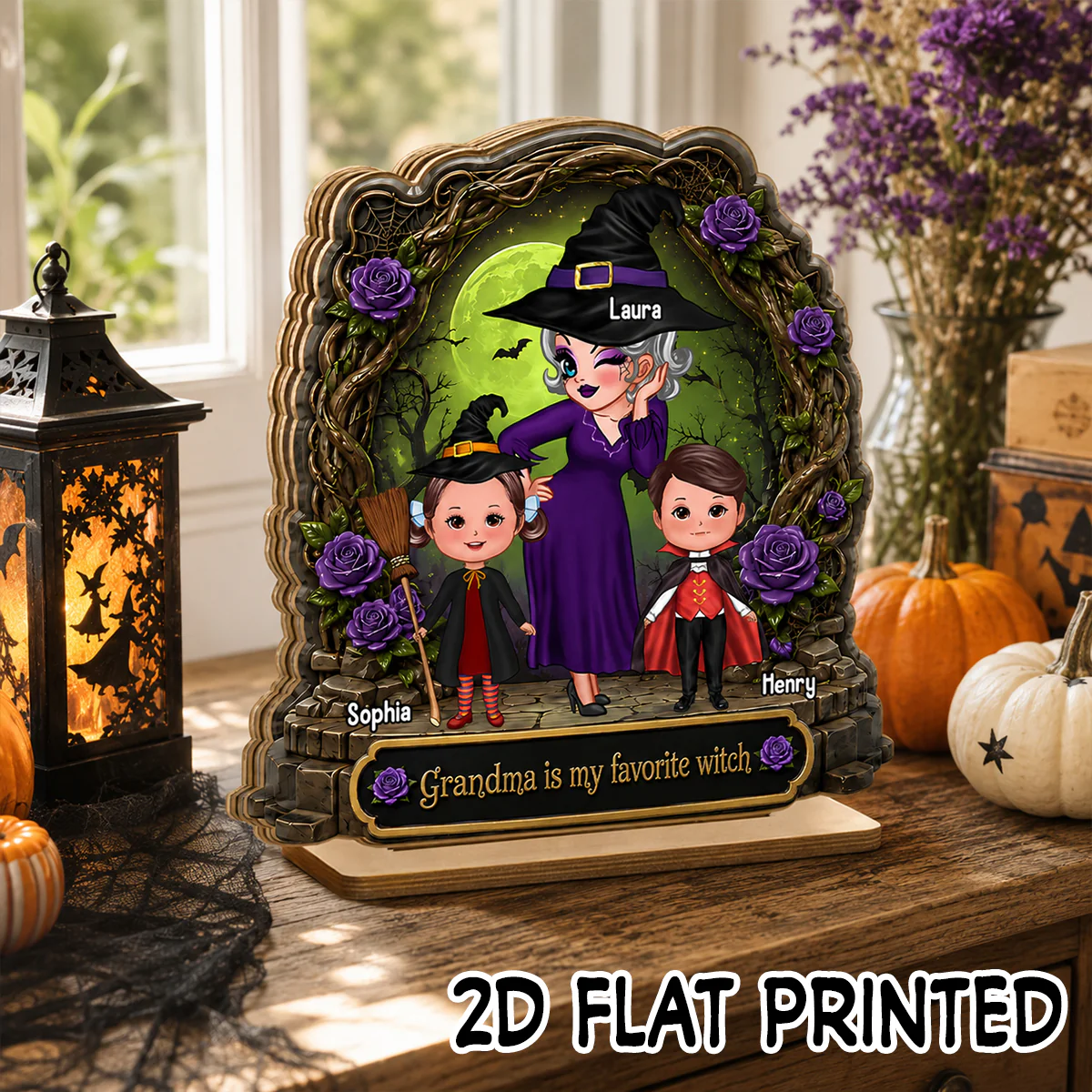 Like A Normal Grandma But More Magical - Personalized 2-Layered Wooden Plaque - Halloween Decor Gift, Gift For Grandma - Image 2