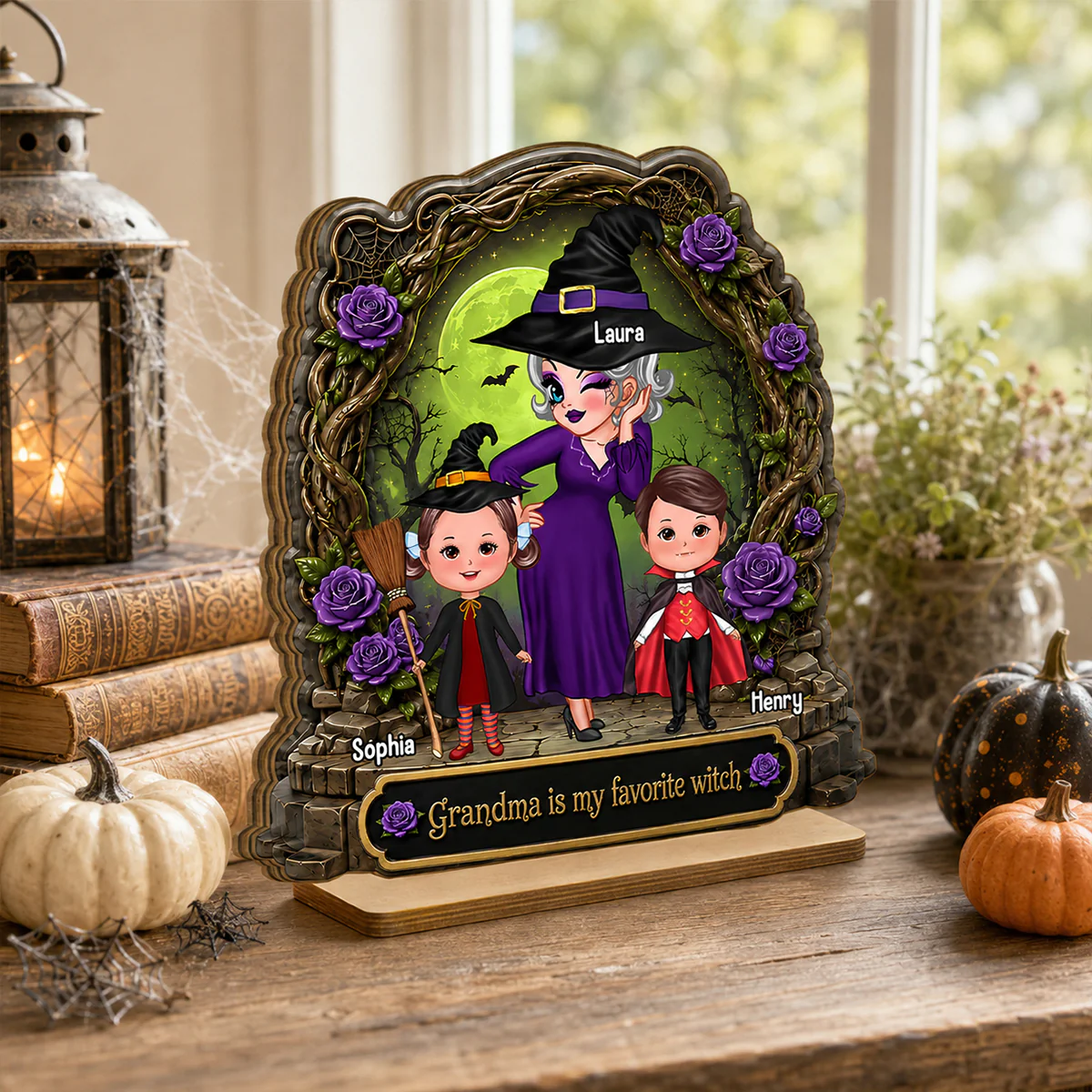 Like A Normal Grandma But More Magical - Personalized 2-Layered Wooden Plaque - Halloween Decor Gift, Gift For Grandma - Image 3
