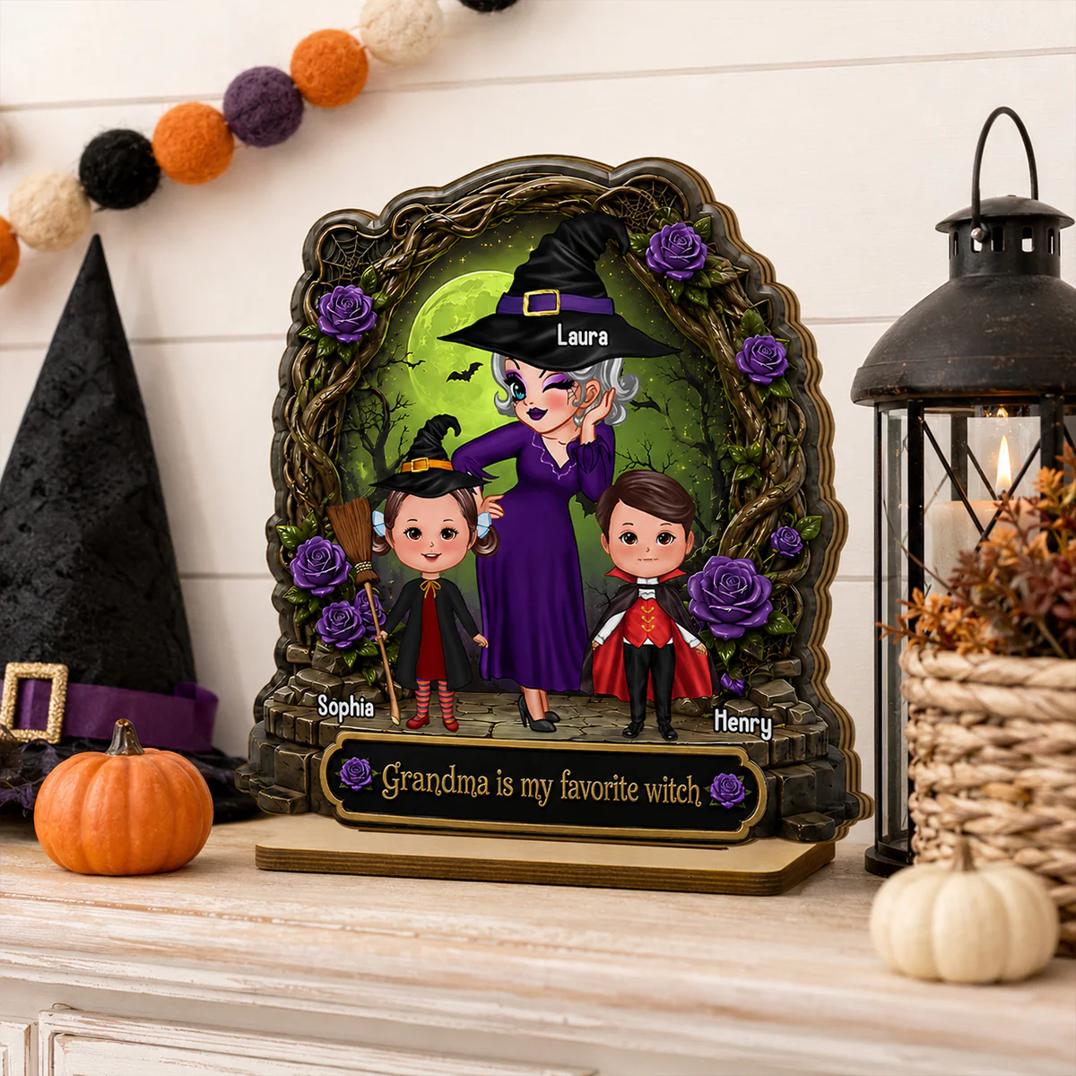 Like A Normal Grandma But More Magical - Personalized 2-Layered Wooden Plaque - Halloween Decor Gift, Gift For Grandma - Image 6