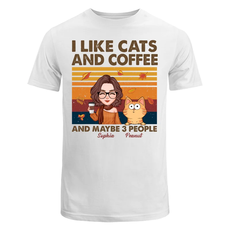Like Cats Coffee & 3 People Fall Season Cat Mom Personalized Shirt - Image 5