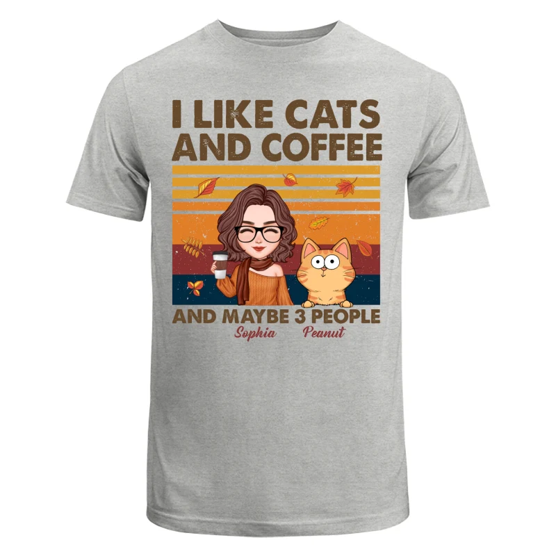 Like Cats Coffee & 3 People Fall Season Cat Mom Personalized Shirt - Image 6