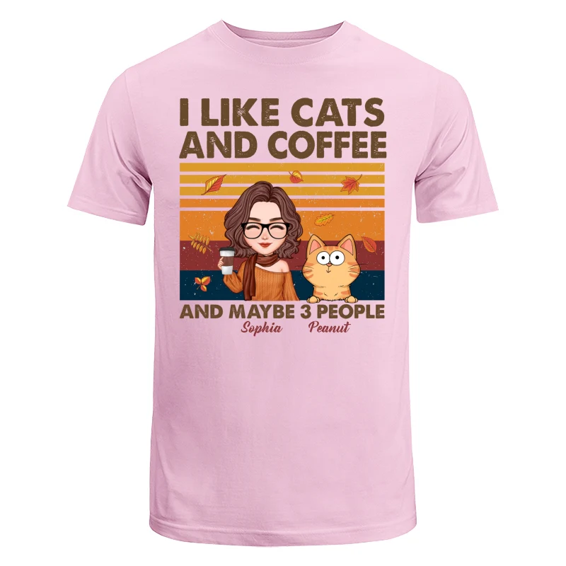 Like Cats Coffee & 3 People Fall Season Cat Mom Personalized Shirt - Image 7