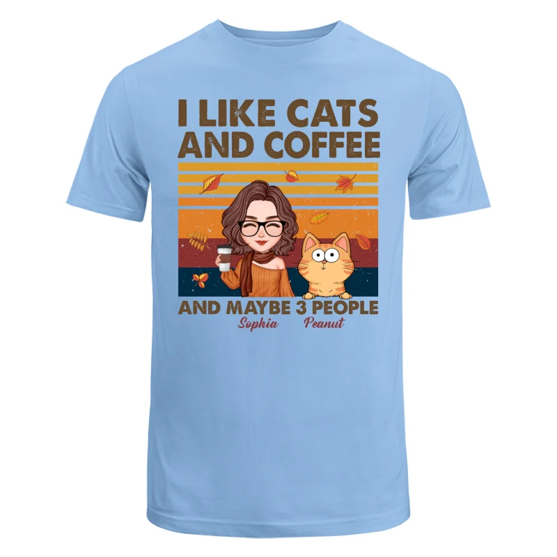 Like Cats Coffee & 3 People Fall Season Cat Mom Personalized Shirt - Image 8