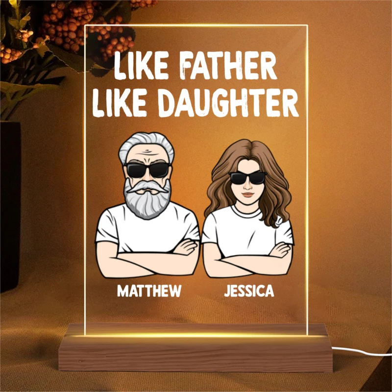 Like Father Like Daughter Gift For Dad Personalized Rectangle Acrylic Plaque LED Lamp Night Light - Image 4