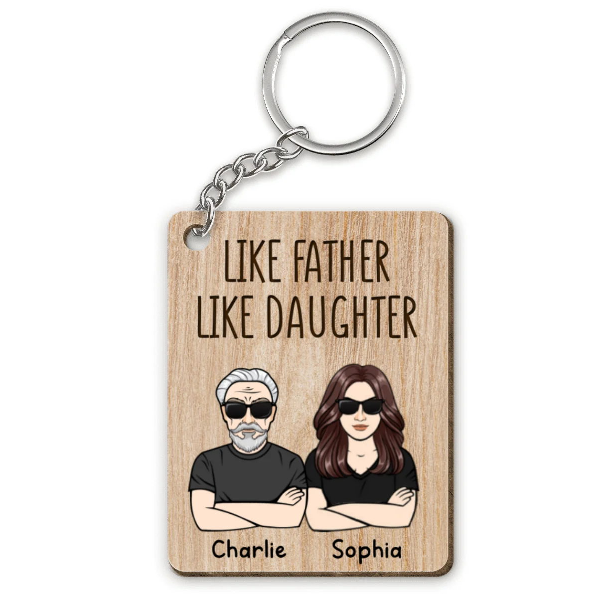 Like Father Like Daughter Like Son Father‘s Day Gift For Dad Personalized Wooden Keychain - Image 4