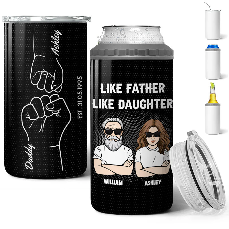Like Father Like Daughter Personalized 4 In 1 Can Cooler - Image 2