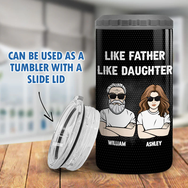 Like Father Like Daughter Personalized 4 In 1 Can Cooler - Image 9