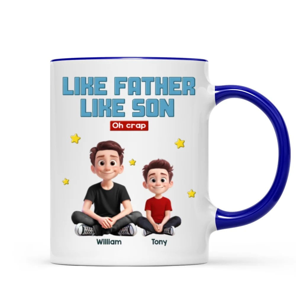 Like Father Like Daughter Son Cartoon Funny Style Personalized Mug, Gift For Dad - Image 10
