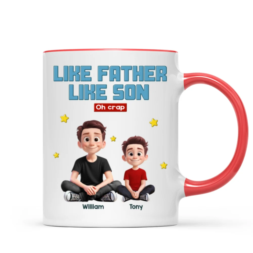 Like Father Like Daughter Son Cartoon Funny Style Personalized Mug, Gift For Dad - Image 11