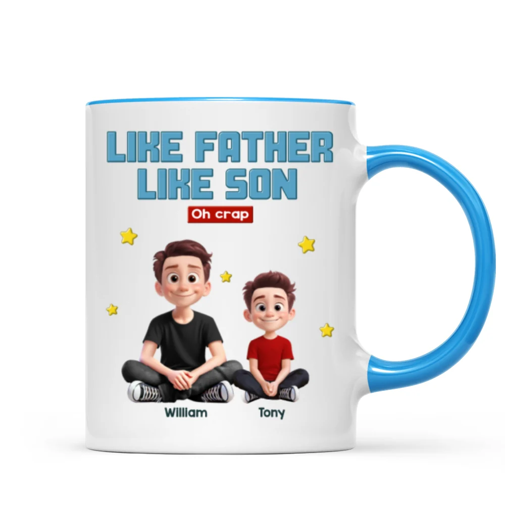 Like Father Like Daughter Son Cartoon Funny Style Personalized Mug, Gift For Dad - Image 12