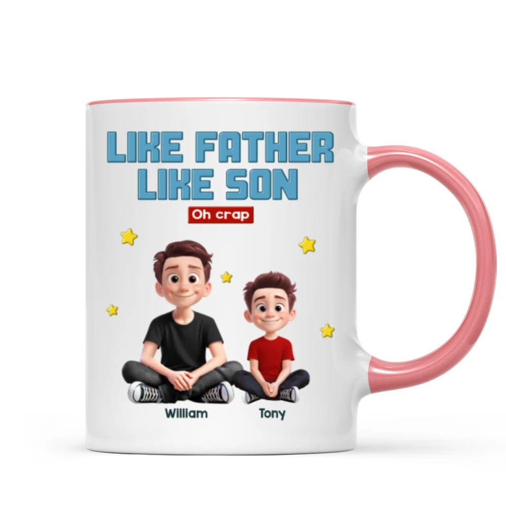 Like Father Like Daughter Son Cartoon Funny Style Personalized Mug, Gift For Dad - Image 13