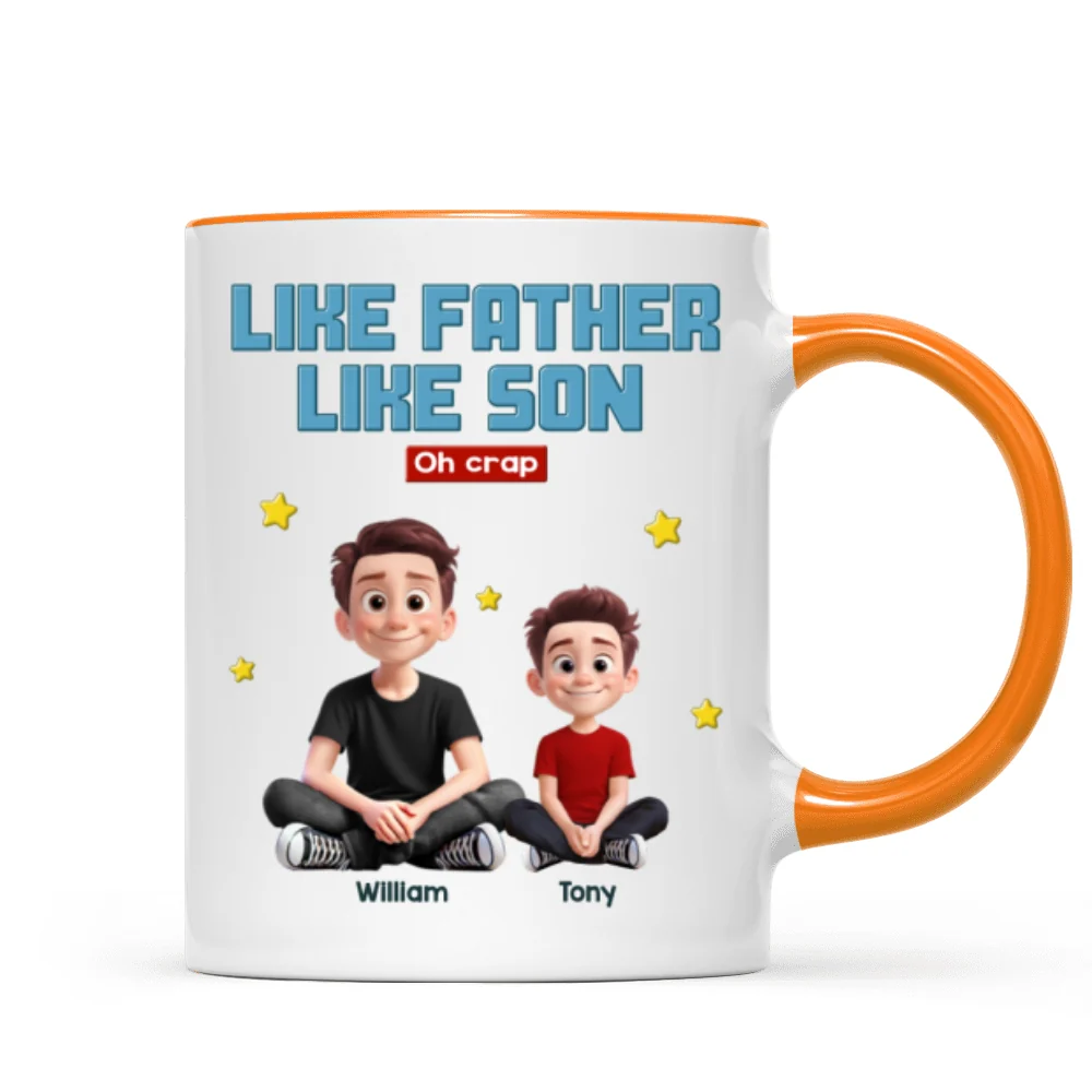 Like Father Like Daughter Son Cartoon Funny Style Personalized Mug, Gift For Dad - Image 14