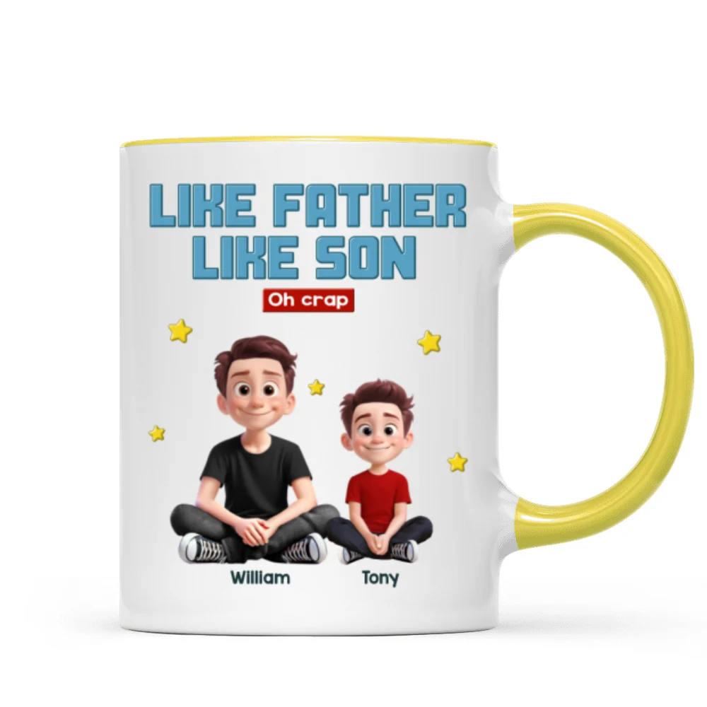 Like Father Like Daughter Son Cartoon Funny Style Personalized Mug, Gift For Dad - Image 15
