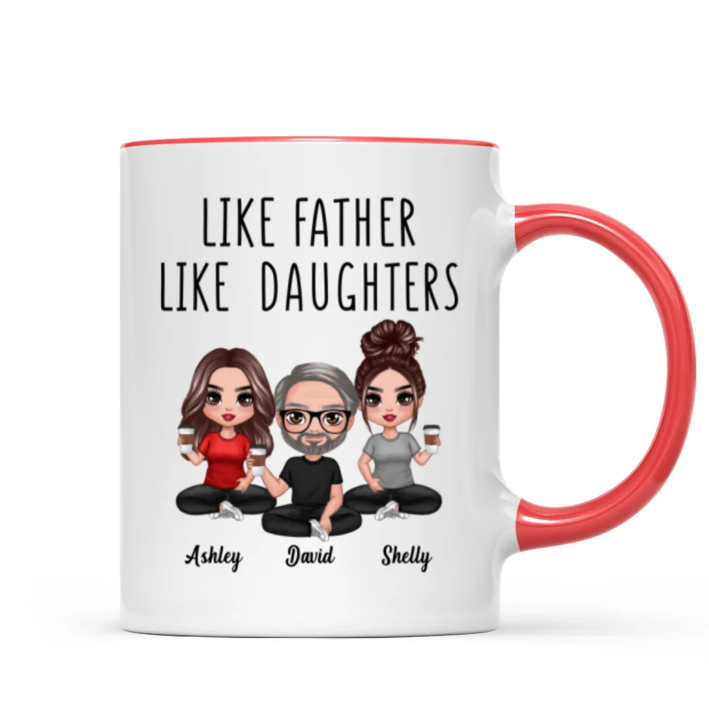 Like Father Like Daughter Son Doll Dad And Daughters Sons Sitting Father‘s Day Gift Personalized Mug - Image 7