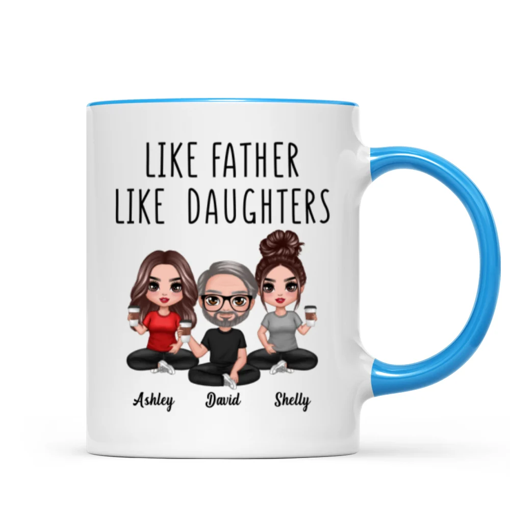 Like Father Like Daughter Son Doll Dad And Daughters Sons Sitting Father‘s Day Gift Personalized Mug - Image 8
