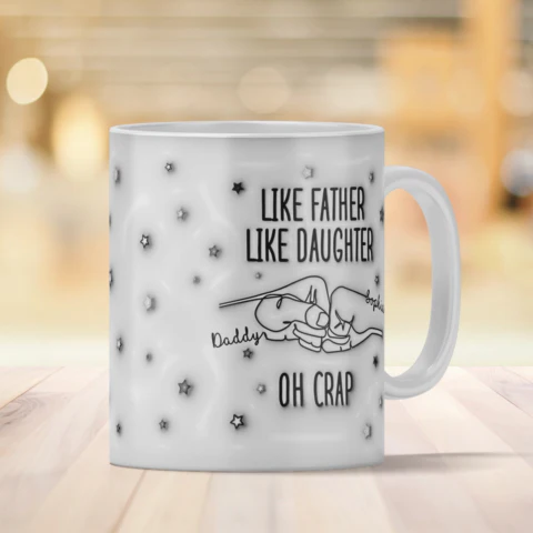 Like Father Like Son Like Daughter One Line Fist Bump Personalized 3D Inflated Printed Mug - Image 2
