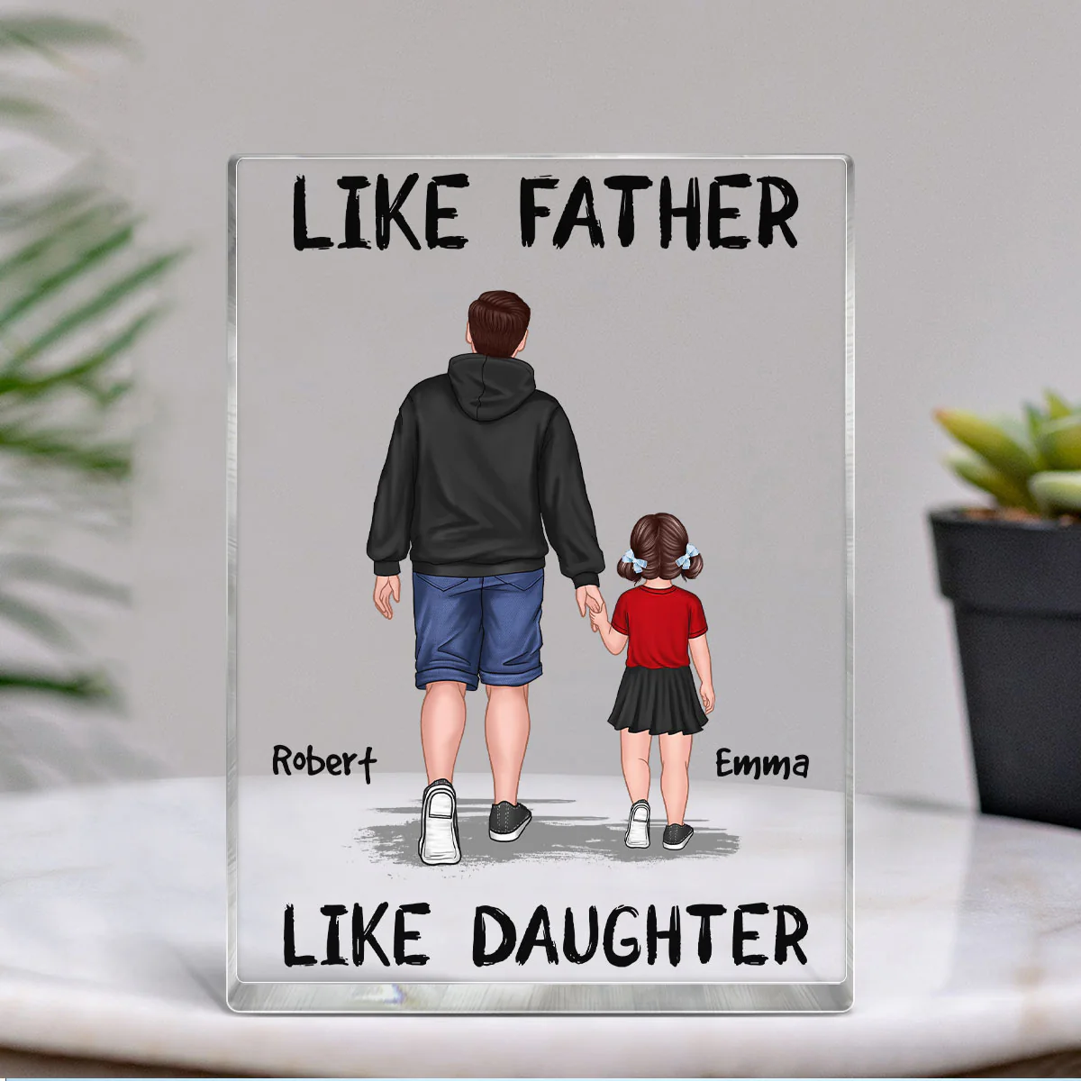 Like Father Like Son Like Daughter Walking Personalized Vertical Rectangle Acrylic Block Plaque