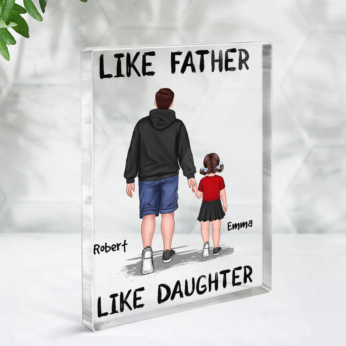 Like Father Like Son Like Daughter Walking Personalized Vertical Rectangle Acrylic Block Plaque - Image 3