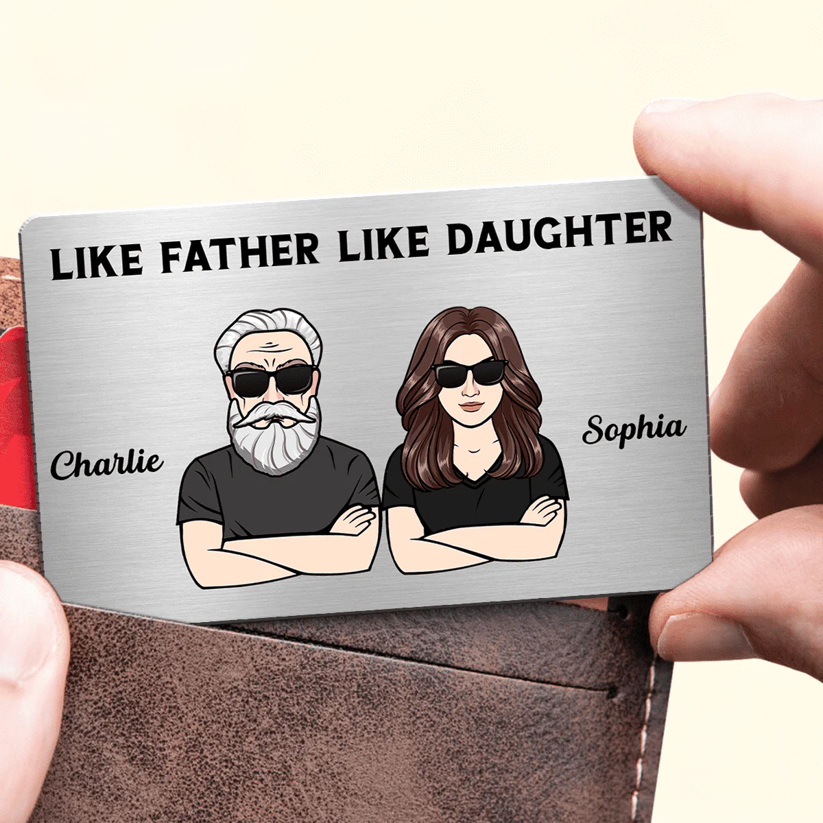 Like Father Like Sons Daughters Personalized Metal Wallet Card