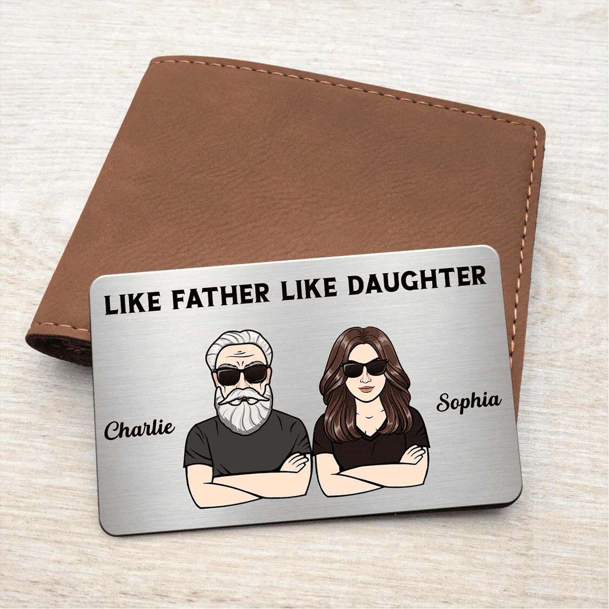 Like Father Like Sons Daughters Personalized Metal Wallet Card - Image 4