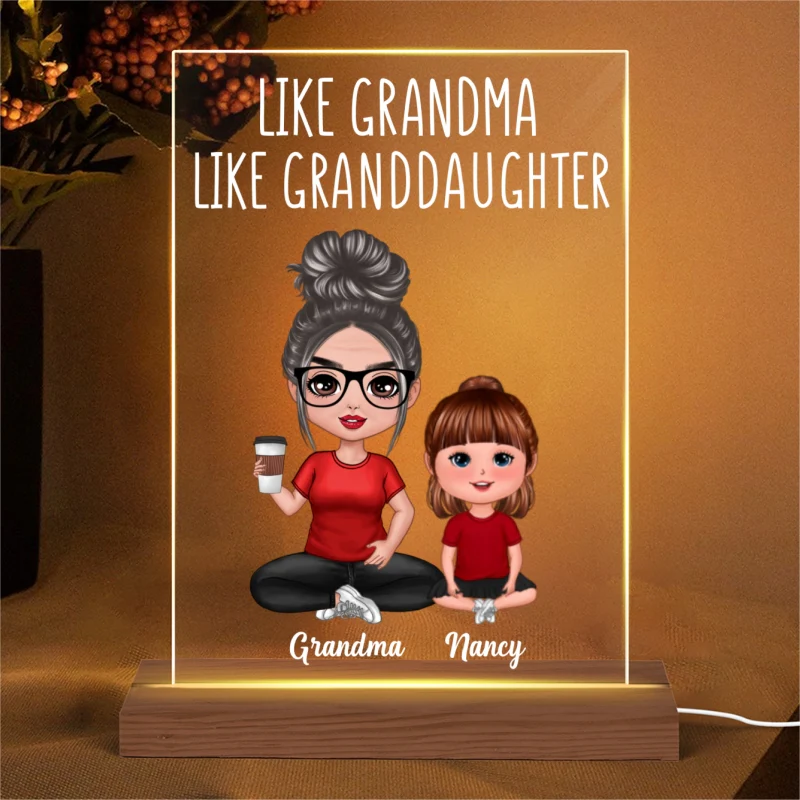 Like Grandma Like Granddaughters Grandsons Grandchildren Personalized Rectangle Acrylic Plaque LED Night Light - Image 4