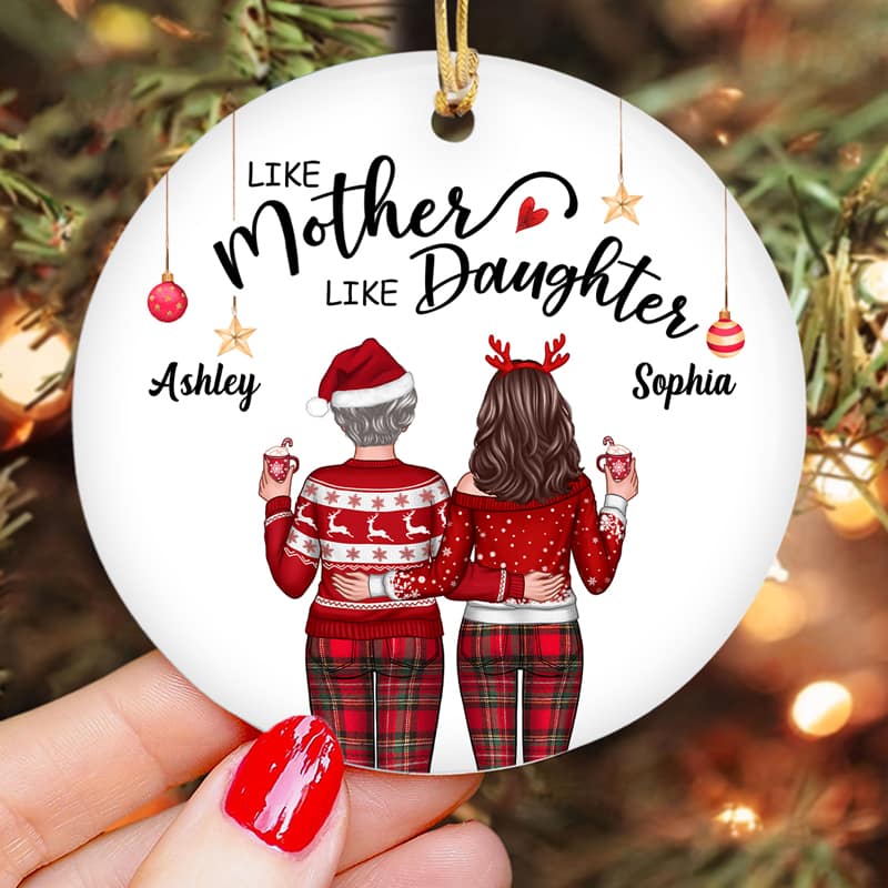 Like Mother Like Daughter Back View Personalized Circle Ornament - Image 2
