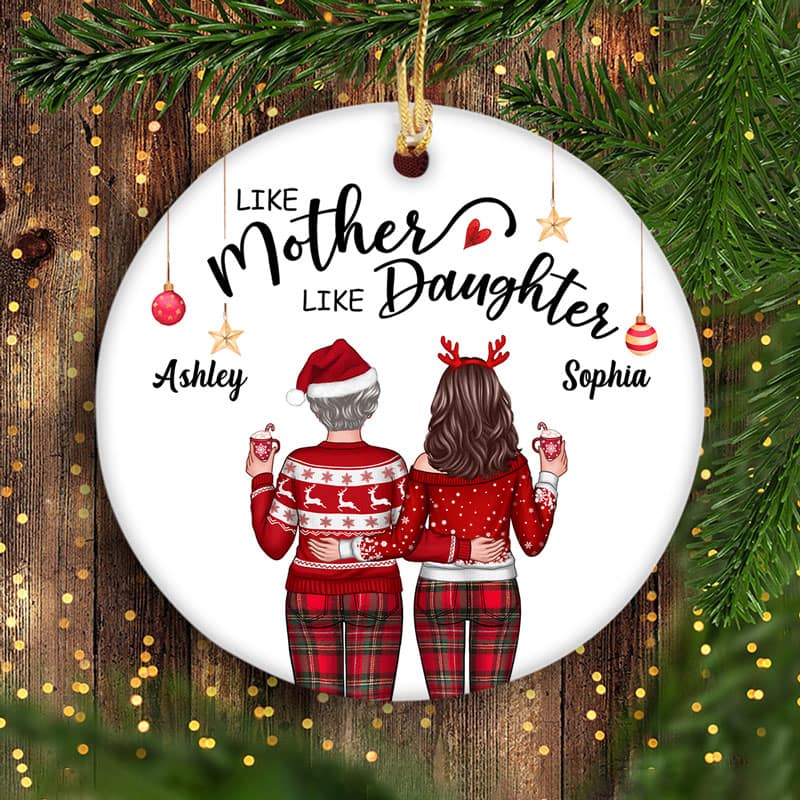 Like Mother Like Daughter Back View Personalized Circle Ornament - Image 3