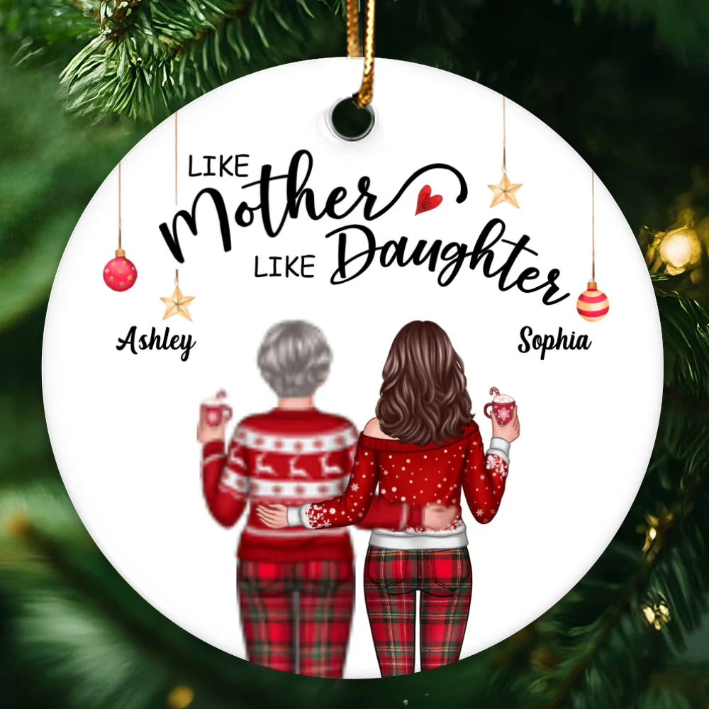 Like Mother Like Daughter Back View Personalized Circle Ornament - Image 5