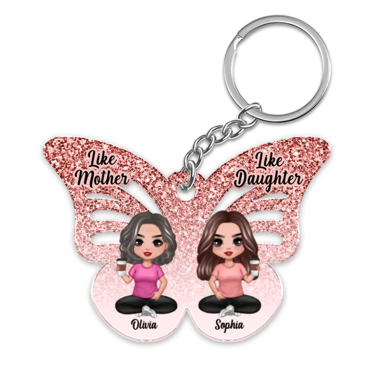 Like Mother Like Daughter Butterfly Personalized Acrylic Keychain - Image 4