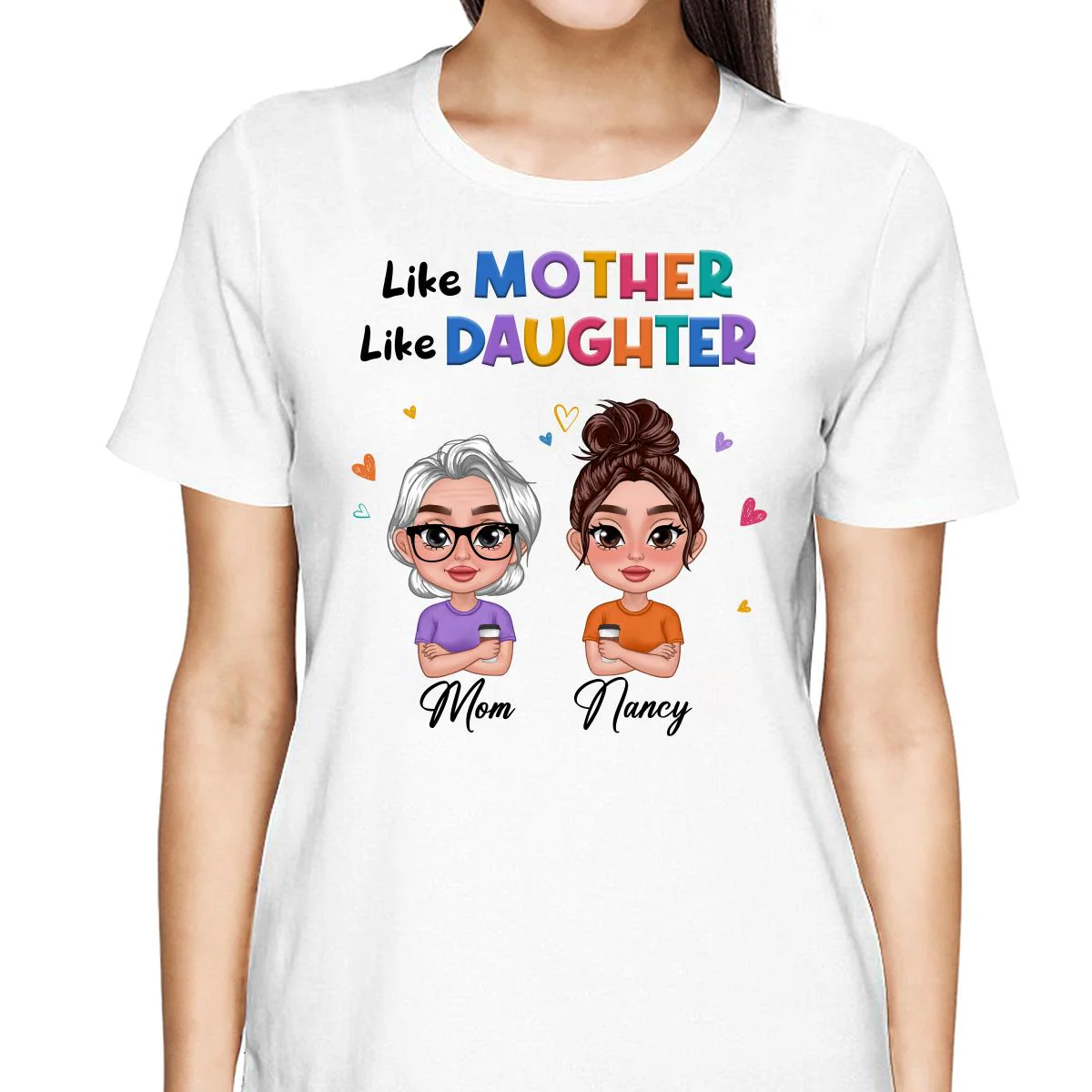 Like Mother Like Daughter Colorful Pattern Doll Women Thick Lips Personalized Shirt - Image 2